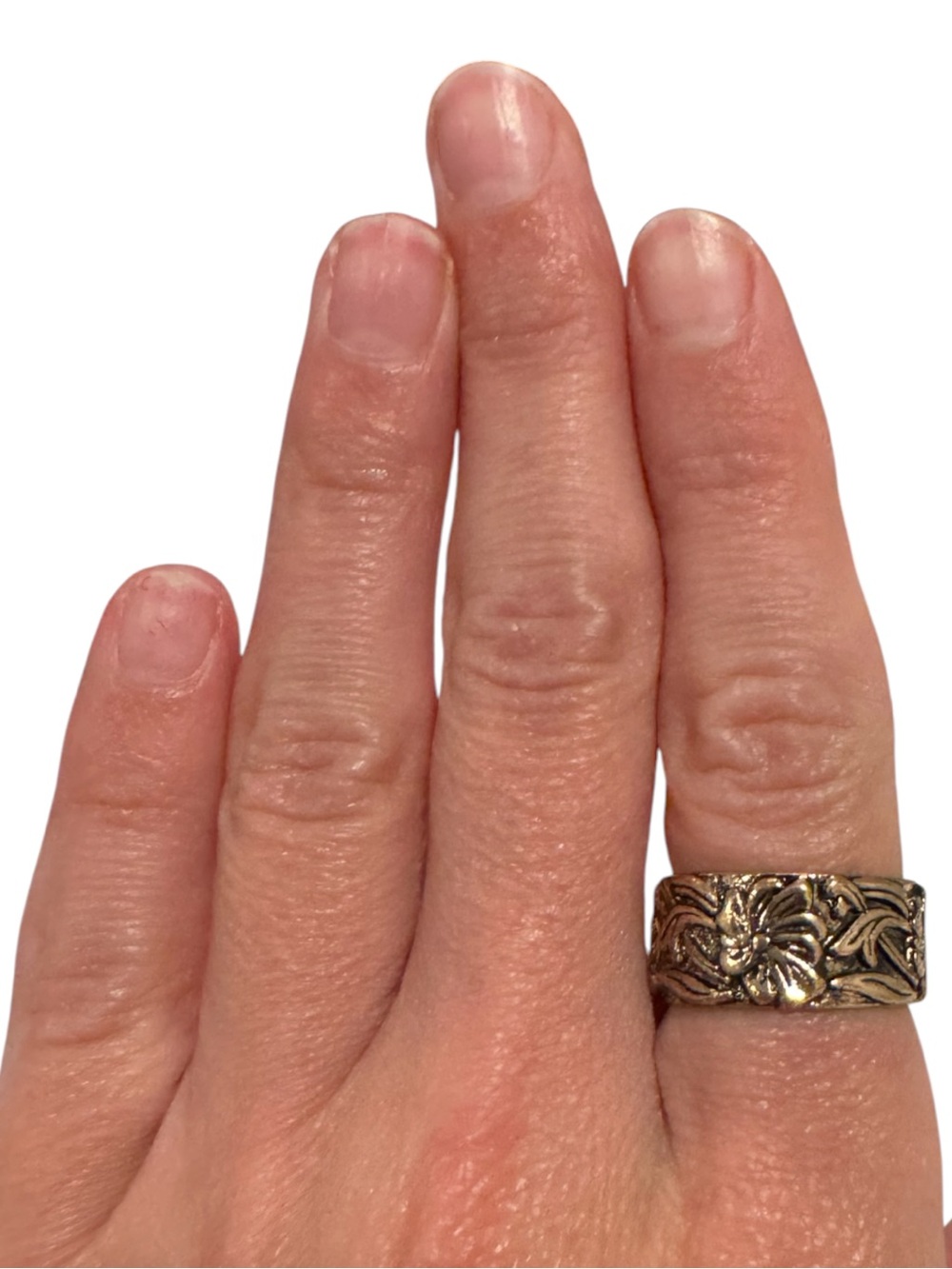 Gold Floral Carved Band Ring